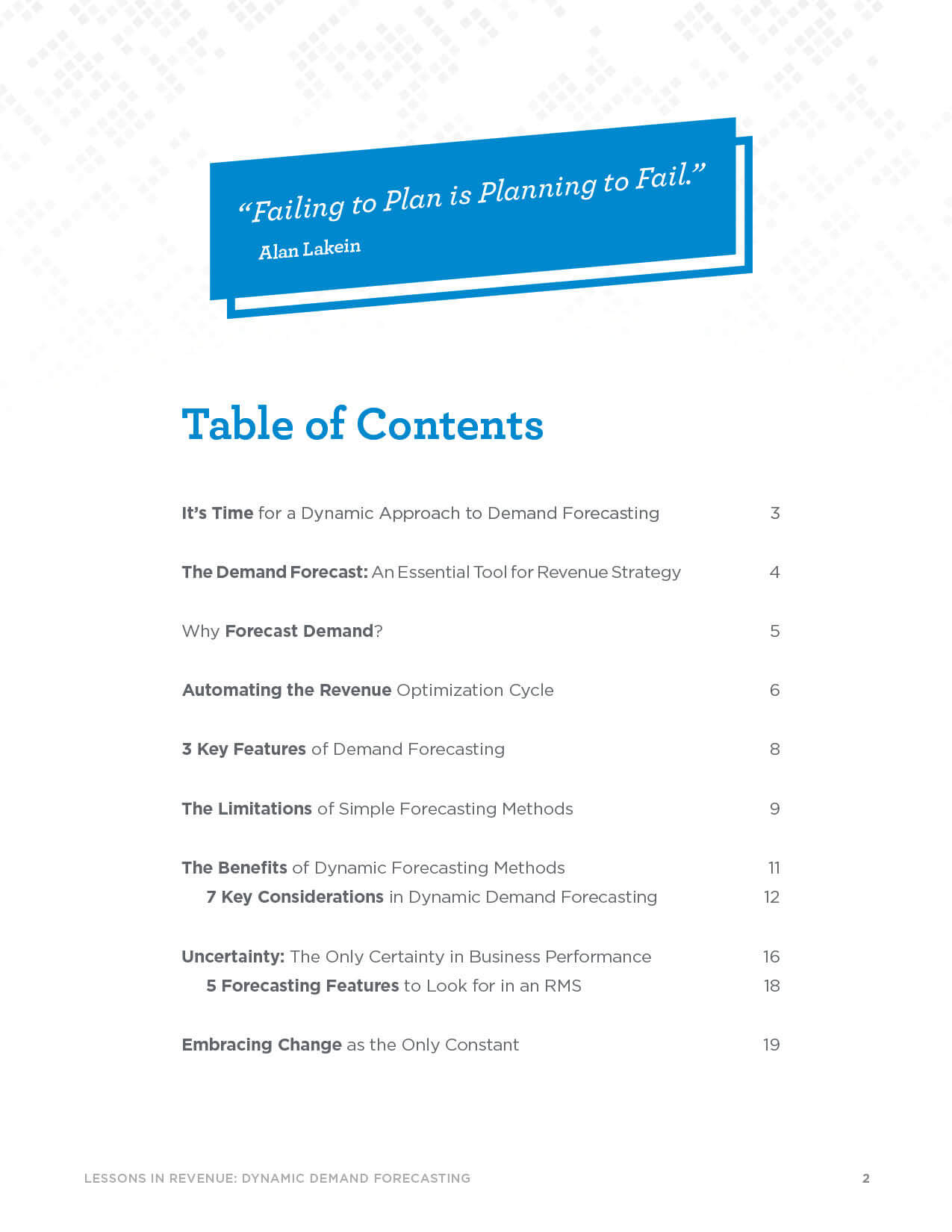 Page 2 - Table of Contents